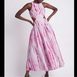 Aje introspect ripple cut out midi dress